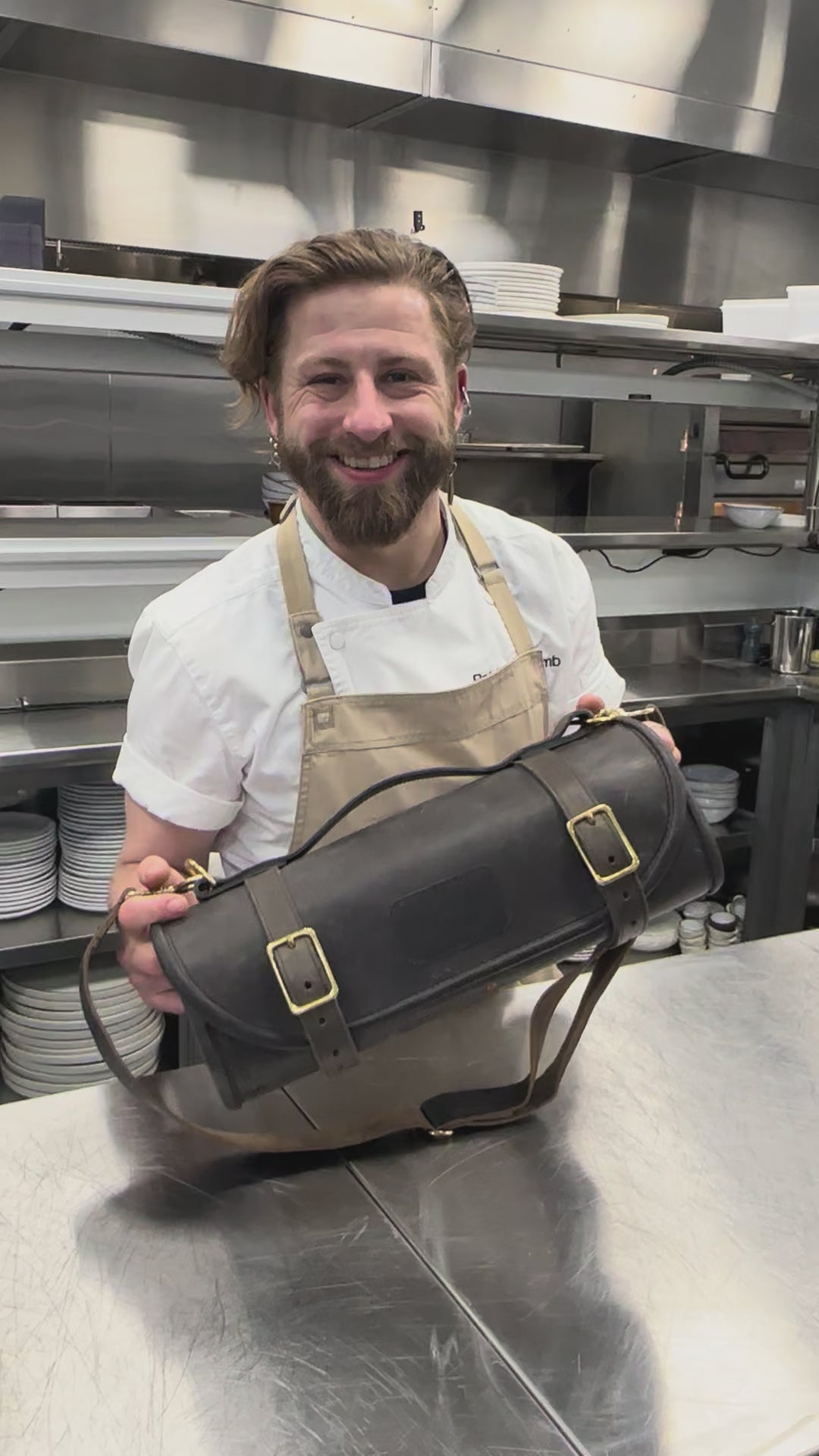 Chef Patrick holding the Heritage Roll